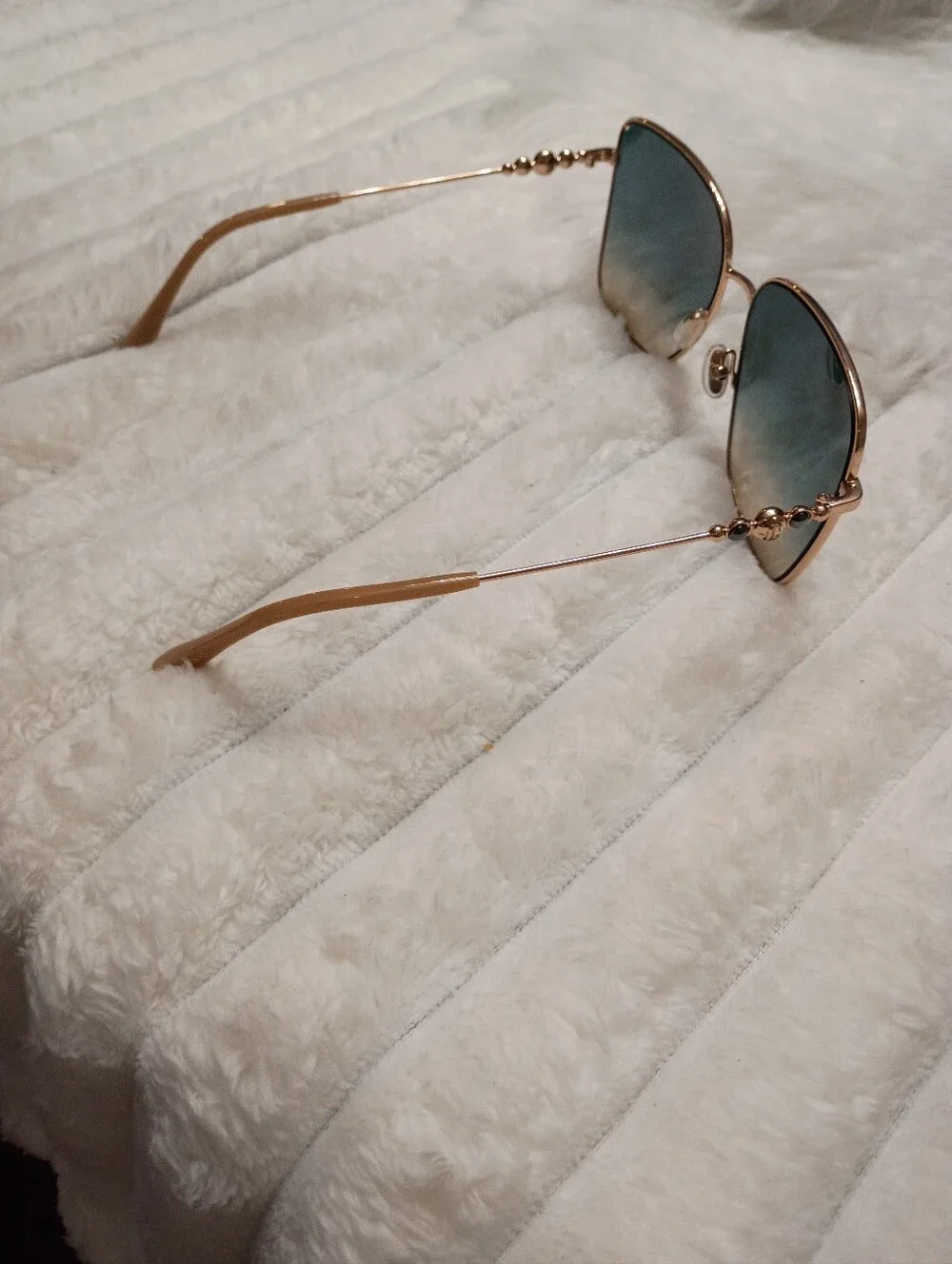 Jimmy Choo Hester Gold Frame Sunglasses with Blue Gradient Lenses & JC Hard Case